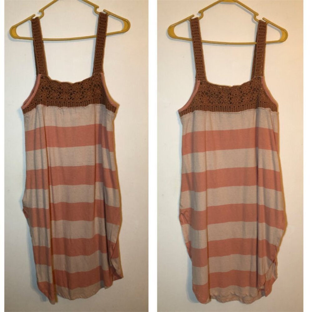 Free People Luca Crochet Stripe Tunic in Sayulita Sz S Cotton Linen Blend Boho - Picture 5 of 8